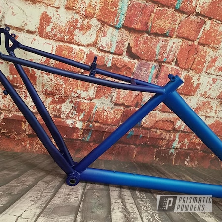 Powder Coating: 2 Color Application,Illusion,Illusion Royal PMS-6925,Bicycles,Casper Clear PPS-4005,Illusion Lite Blue PMS-4621,Bicycle Frame