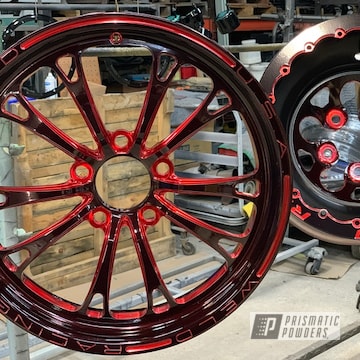 Powder Coated Red And Black Two Toned Wheels