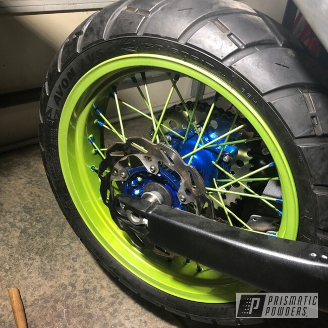 Two Toned Candy Blue And Candy Yellow Yamaha Wheels