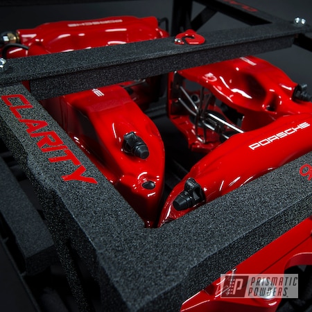 Powder Coating: Red Wheel PSS-2694,Automotive,Clear Vision PPS-2974,911T,Brembo,Brake Calipers,Porsche,Drive Clarity