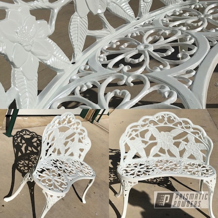 Powder Coating: Bench,Cast Iron,Whipped Pearl Step 2 PPB-6802,Restored,Park Bench,Whipped Pearl Step 1 PMB-6801