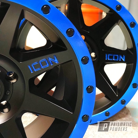 Powder Coating: Wheels,Illusion Blue-Berg PMB-6910,Automotive,Clear Vision PPS-2974,Stone Black PSS-1168,Custom Wheel,Custom Wheels,Powder Coated Wheel,Jeep,Wrangler,Icon