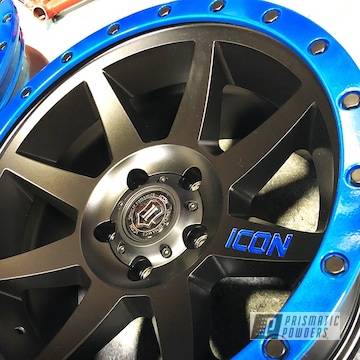 Powder Coated Blue And Black Icon Jeep Wheels