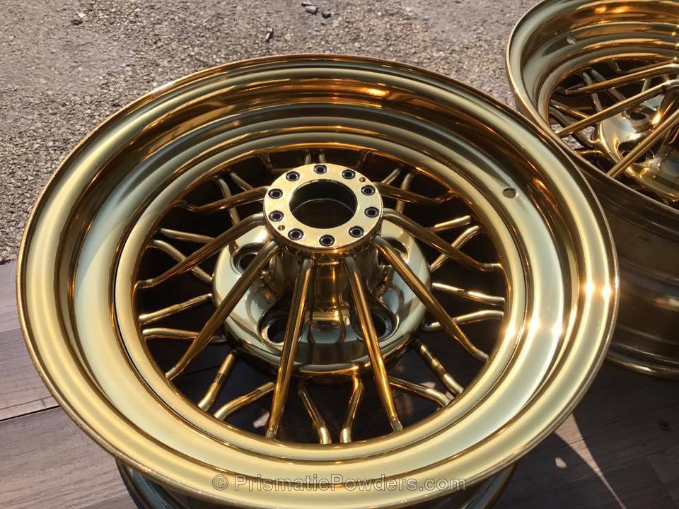 Wheels coated in Transparent Gold | Gallery Project | Prismatic Powders