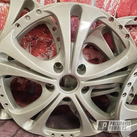 Powder Coating: Custom Wheel face,Aluminum Rim,Heavy Silver PMS-0517,Clear Vision PPS-2974,Automotive,Two Color Application,Custom Wheels,Two Piece Wheel,Wheels