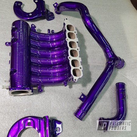 Powder Coating: Illusion Purple PSB-4629,Auto Parts,Automotive,Clear Vision PPS-2974,Air Intake,Mitsubishi,Satin Aluminum