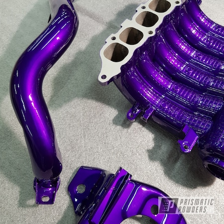 Powder Coating: Illusion Purple PSB-4629,Auto Parts,Automotive,Clear Vision PPS-2974,Air Intake,Mitsubishi,Satin Aluminum