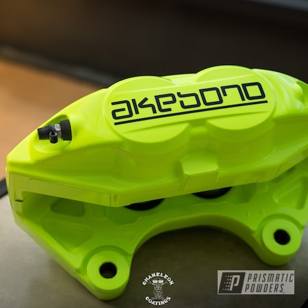 Powder Coating: Akebono,Automotive,Akebono Calipers,Brake Calipers,Neon Yellow PSS-1104,Brakes