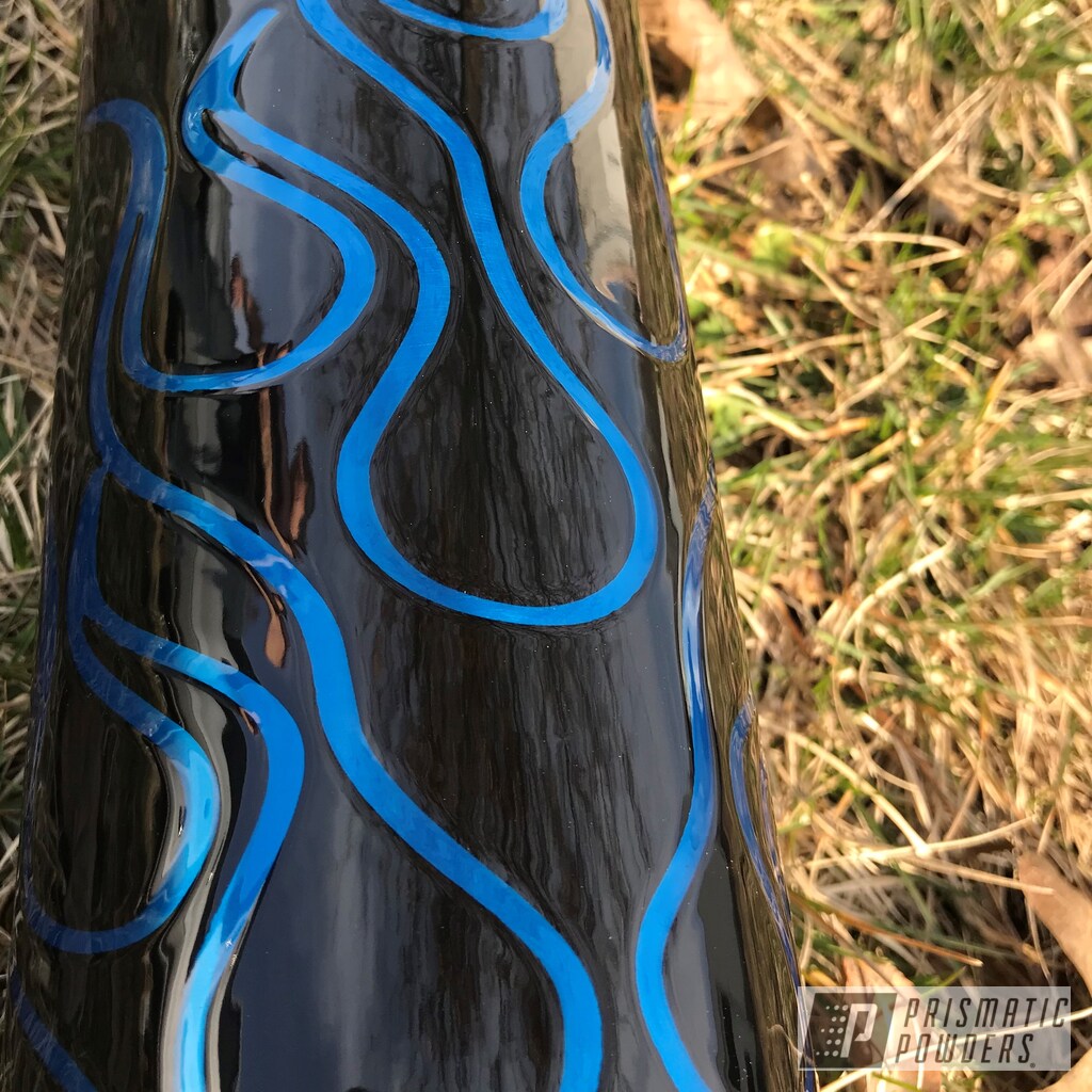 Motorcycle Exhaust Tip done in Hawaii Blue and Ink Black | Prismatic