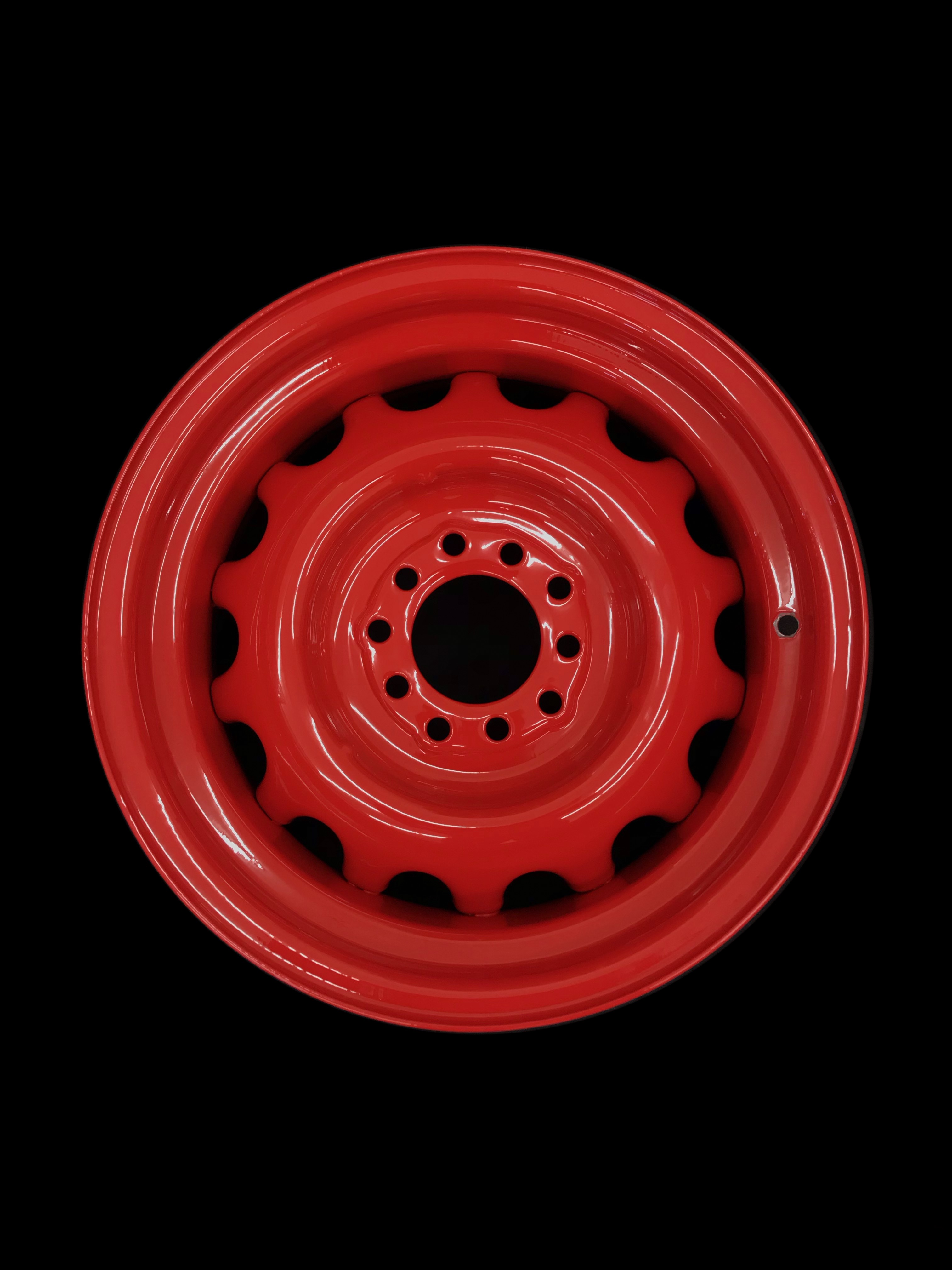 Steel Rims Red Steel Retro Pontiac Rims done in Astatic Red | Prismatic Powders