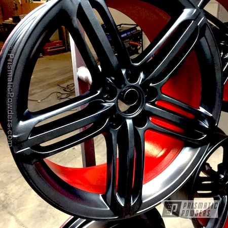 Powder Coating: Really Red PSS-4416,STERLING BLACK UMB-1204,Automotive,Wheels