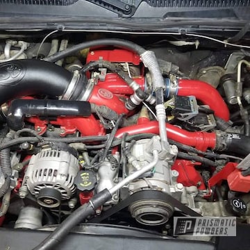 Powder Coated Red Custom Automotive Engine Parts
