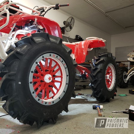 Powder Coating: 18” Wheels,White Valentine PMB-4465,Honda,MSA,Honda 300,ATV,Wheels
