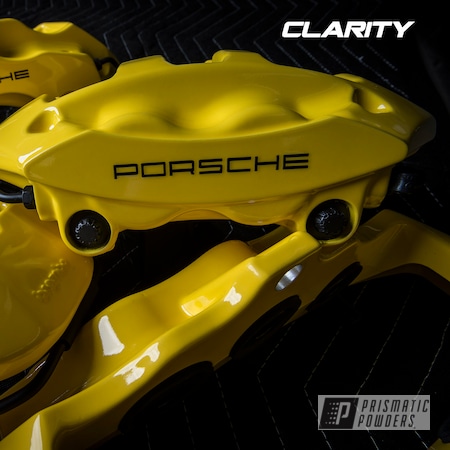 Powder Coating: Brembo,Hot Yellow PSS-1623,911,driveclarity,Clear Vision PPS-2974,Porsche,Automotive,Brake Calipers