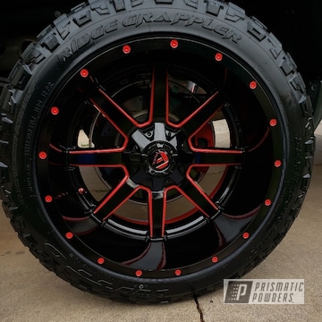 Powder Coated Red And Black Two Toned 22 Inch Fuel Wheels
