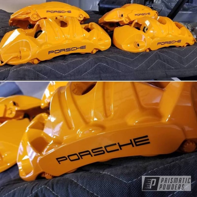 Powder Coated Orange Porsche Brake Calipers