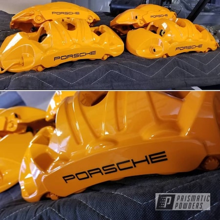 Powder Coating: Automotive,Brakes,Brake Calipers,Porsche,Juju Orange PSS-1791,Custom Brakes