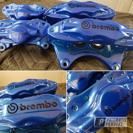 Powder Coating: Custom Brake Calipers,Brembo,Clear Vision PPS-2974,Illusion Blueberry PMB-6908,Automotive,Brake Calipers,Brakes