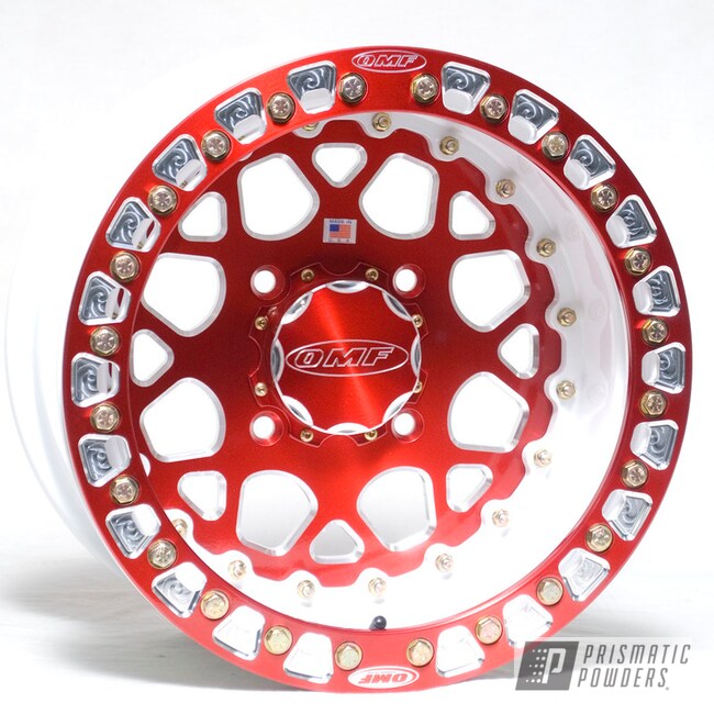 Powder Coated Red And White Can-am Utv Wheels