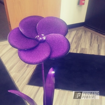 Powder Coated Purple Metal Flower Decor