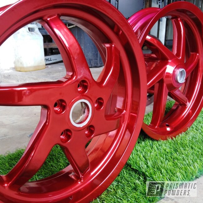Powder Coated Red Matching Wheels And Valve Cover