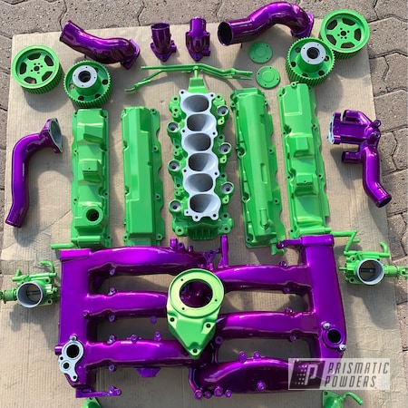 Powder Coating: Nissan 300 ZX Parts,Nissan,Valve Covers,Air Intake,Engine Parts,Clear Vision PPS-2974,Headers,Lime Juice Green PMB-2304,Automotive,Illusion Violet PSS-4514
