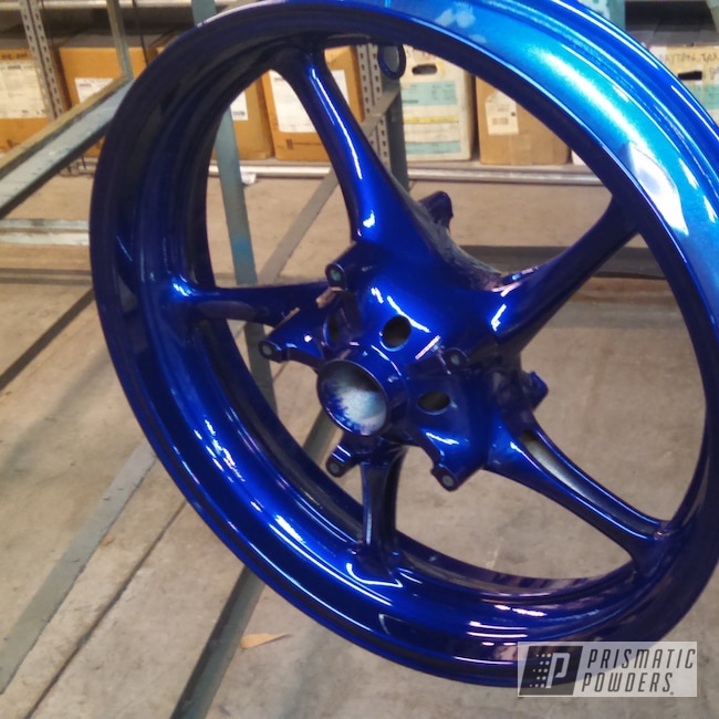 Motorcycle Wheels done in Lollypop Blue and Super Chrome | Prismatic