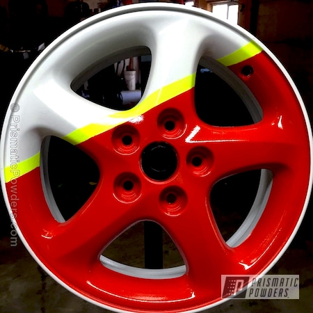 Powder Coating: Very Red PSS-4971,Automotive,Shocker Yellow PPS-4765,Powder Coated Automotive Wheel,Wheels