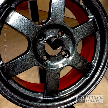 Powder Coating: Really Red PSS-4416,Powder Coated Wheels,Automotive,Shattered Glass PPB-5583,GLOSS BLACK USS-2603,Wheels