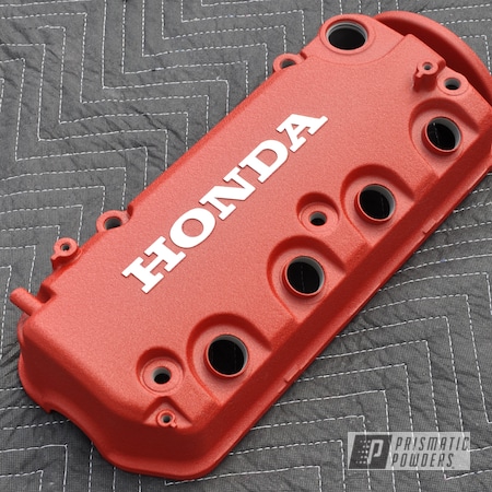 Powder Coating: Valve Cover,Honda Valve Cover,Desert Red Wrinkle PWS-2762,Honda,Automotive