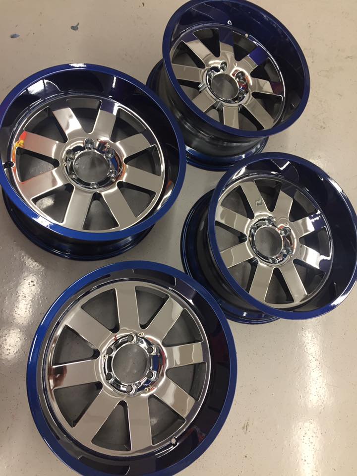 Powder Blue Rims Custom Wheels done in Booty Blue | Prismatic Powders