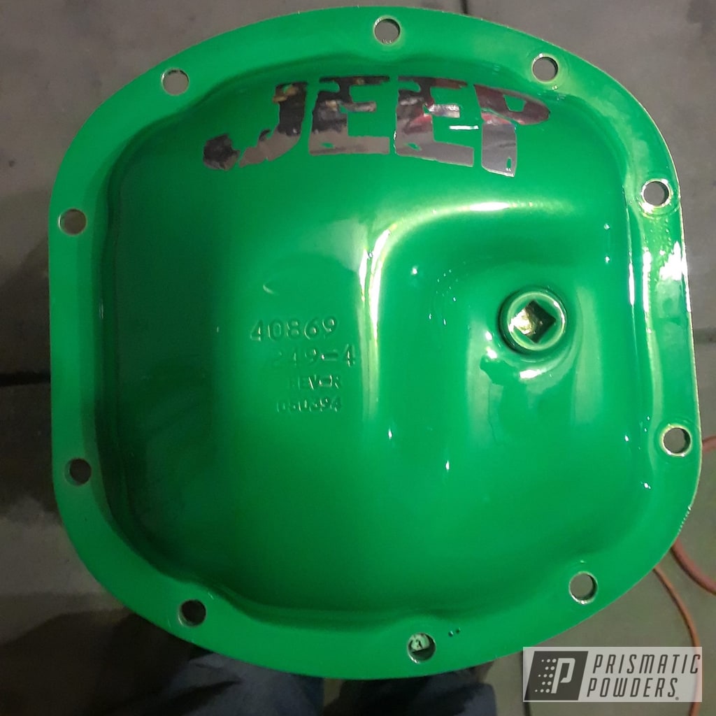 Jeep Differential Cover done in Energy Green Prismatic Powders