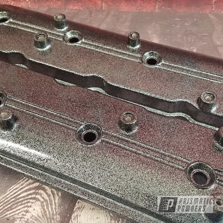 Powder Coating: Disco Pewter PPB-7050,Automotive,Valve Covers,Ink Black PSS-0106,Disco Clear