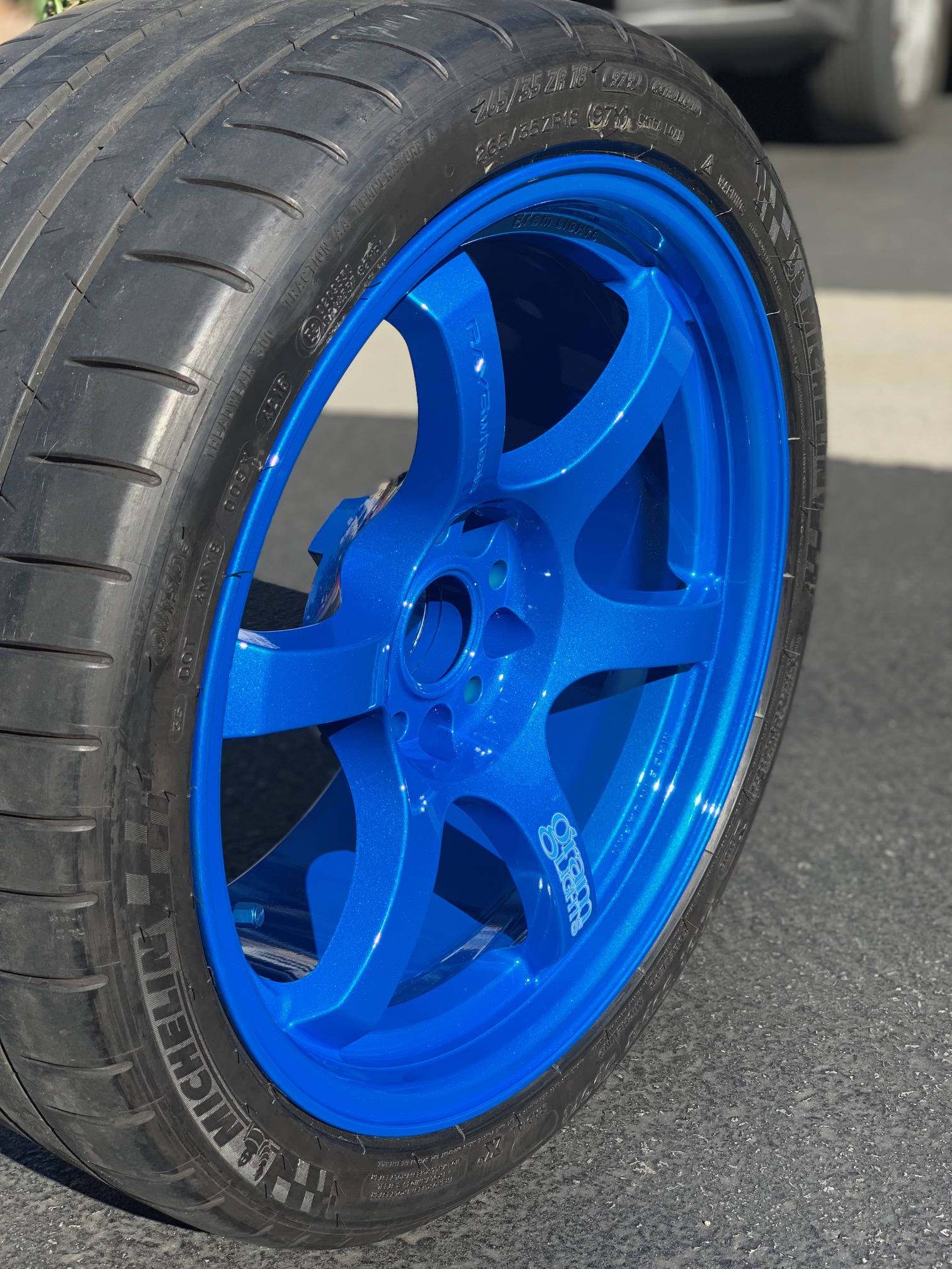 Fake Rays Engineering Wheel Rays Engineering Wheels coated in Clear Vision and Illusion Lite Blue ...