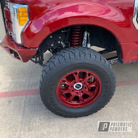Powder Coating: Wheels,Illusion,Automotive,Clear Vision PPS-2974,20’’,Ruby Red,Illusion Cherry PMB-6905,Advan Racing Wheels,Ford,F350