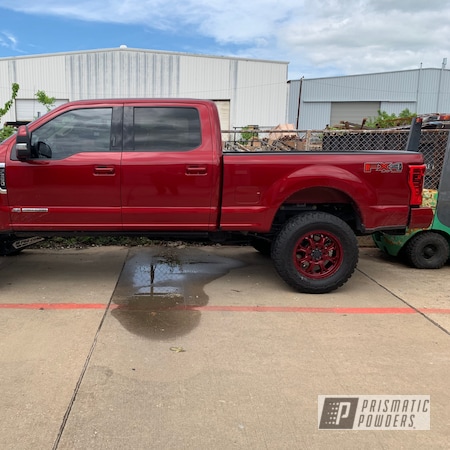 Powder Coating: F350,Illusion,Ford,20’’,Illusion Cherry PMB-6905,Clear Vision PPS-2974,Advan Racing Wheels,Automotive,Wheels,Ruby Red