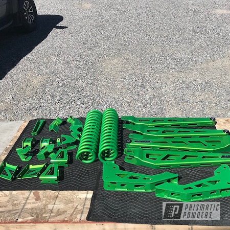 Powder Coating: Ford,Suspension,Illusion Green Ice PMB-7025,Clear Vision PPS-2974,Truck Suspension,Lift Kit,ford f250