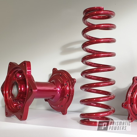 Powder Coating: Springs,Motorcycles,Motor Bike Parts,Escudo,SUPER CHROME USS-4482,Soft Red Candy PPS-2888,Hubs
