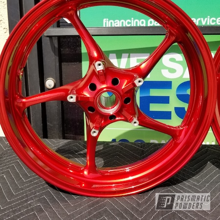 Powder Coating: Motorcycles,SUPER CHROME USS-4482,LOLLYPOP RED UPS-1506,Wheels