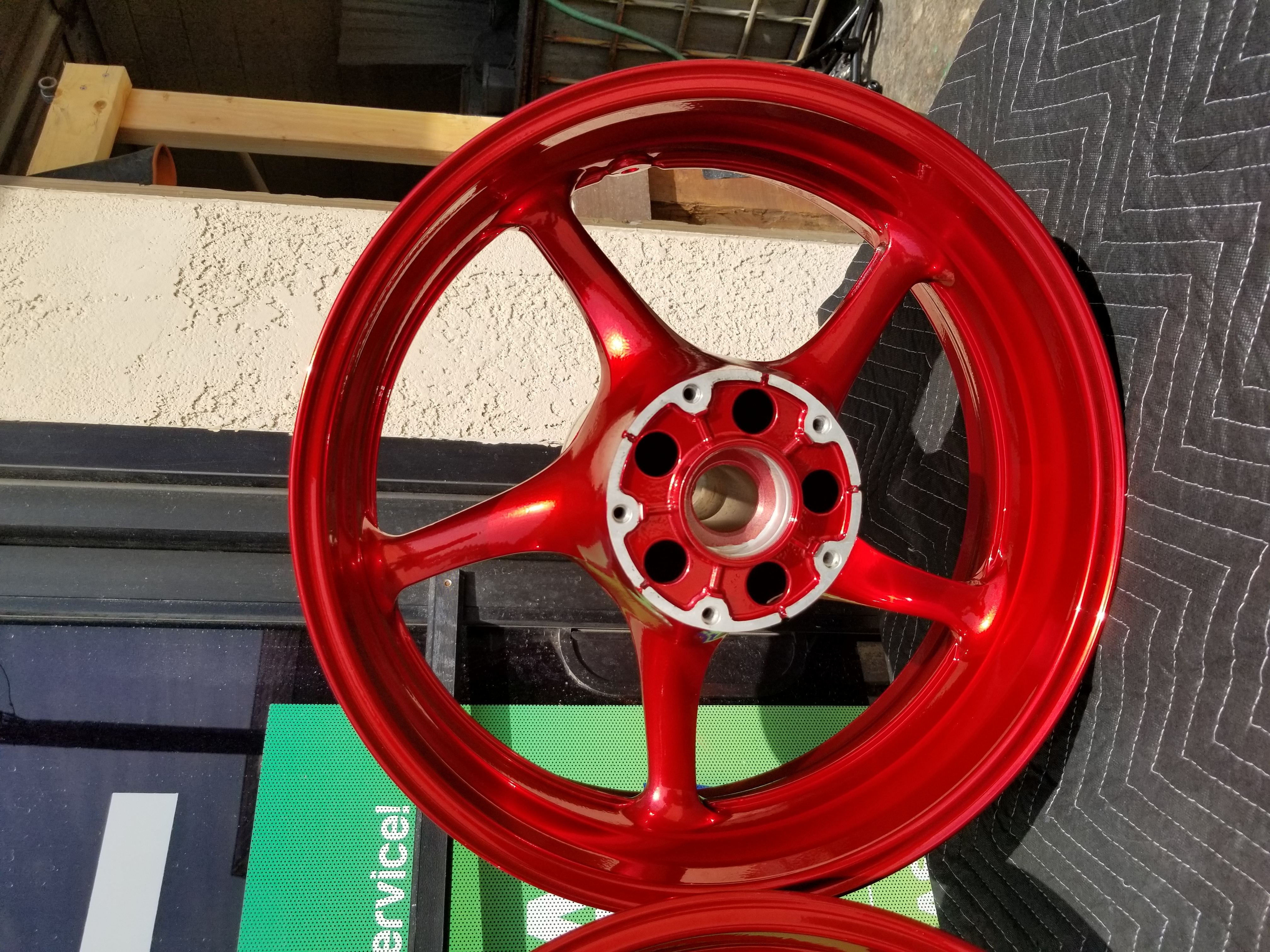 Red Motorcycle Rims Custom Red Motorcycle Wheels coated with Lollypop Red and Super Chrome ...