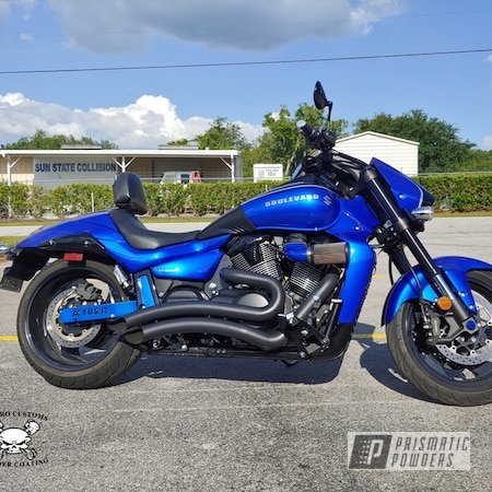 Powder Coating: Motorcycles,Suzuki,Clear Vision PPS-2974,Illusion Blueberry PMB-6908
