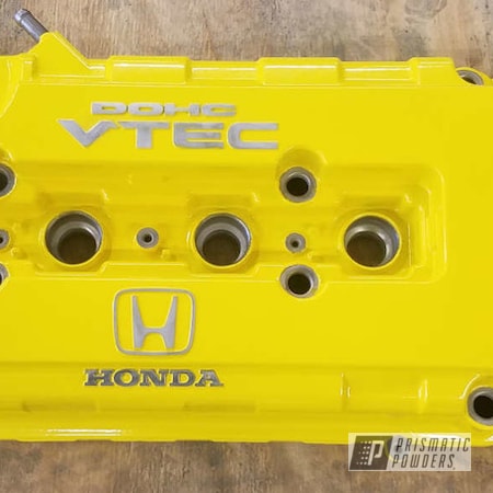 Powder Coating: Valve Cover,Hot Yellow PSS-1623,Honda,Automotive