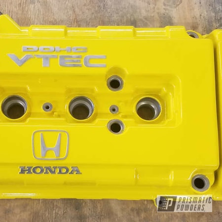 Powder Coating: Valve Cover,Hot Yellow PSS-1623,Honda,Automotive
