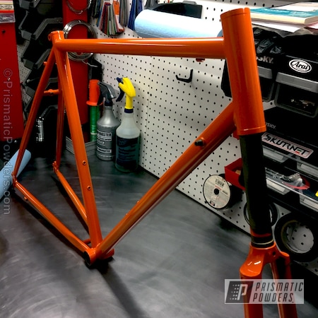 Powder Coating: Powder Coated Bike Frame,International Orange PSS-2779,Bicycles,Custom Powder Coating,Bicycle Frame