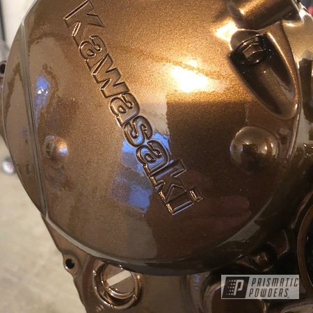 Powder Coating: Kawasaki,Engine Cover,Super Rootbeer PMB-6335,Motor Bike Parts,Clear Vision PPS-2974,Kawasaki Motorcycle