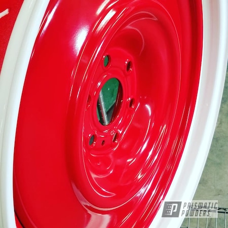 Powder Coating: DAVIS RED PSB-4787,Cloud White PSS-0408,22" Wheels,Custom Rims,22",Automotive,Wheels