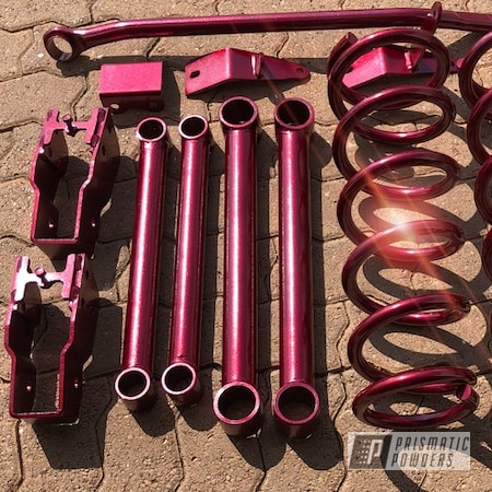 Powder Coating: Truck Parts,Suspension,Clear Vision PPS-2974,Truck Lift,Automotive,Illusion Red PMS-4515