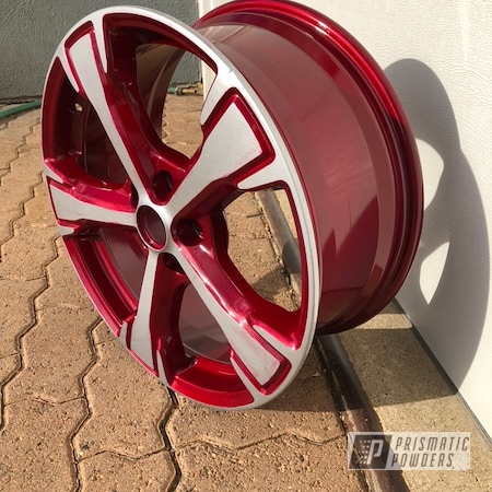 Powder Coating: BMW Silver PMB-6525,Illusion Cherry PMB-6905,Clear Vision PPS-2974,Automotive,Wheels,Two Tone