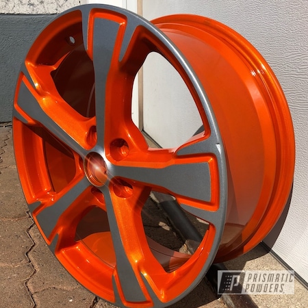 Powder Coating: Wheels,BMW Silver PMB-6525,Automotive,Clear Vision PPS-2974,Two Tone,Illusion Tangerine Twist PMS-6964