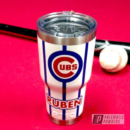 Powder Coating: Baseball,Gloss White PSS-5690,Tumbler,Very Red PSS-4971,Custom Coated YETI Tumbler Cup,Miscellaneous,Chicago Cubs,MLB,Bubba PSS-3042